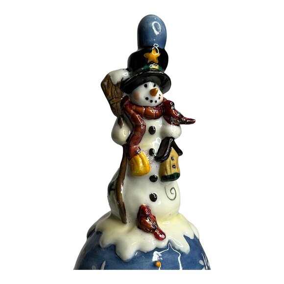 Let It Snow Snowman Winter Christmas Seasonal Figurine Bell Cardinals Pinecones - Picture 5 of 7